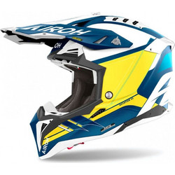Airoh Aviator 3 Saber Matt Blue Yellow White Κράνος Μηχανής Motocross 1350gr
