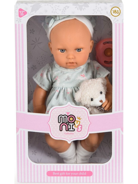 Moni Μωρό Bear & Baby Mint Dress 30cm 1255