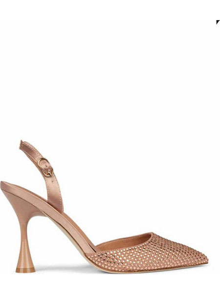 Jeffrey Campbell Zivote Γόβες Slingback με Λεπτό Ψηλό Τακούνι & Στρας Ροζ Χρυσές 0101003465-006