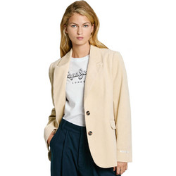 Pepe Jeans Cara Γυναικείο Σακάκι Μακρύ Κοτλέ Oversized Μπεζ PL402459-814