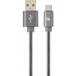 Cablexpert Stainless USB-A to USB-C 2m Grey CC-USB2S-AMCM-2M-BG