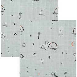 BimbiDreams Jurasic Πάνες Αγκαλιάς από Μουσελίνα Πράσινο Mint 60x60cm 2τμχ 548523ME
