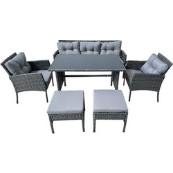 Homeplus Andros Σετ Τραπεζαρία Κήπου Rattan 6τμχ Γκρι 01.02.1006