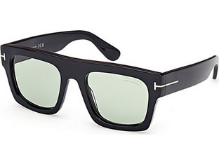 Tom Ford FT0711 01N Ανδρικά Γυαλιά Ηλίου Τετράγωνα Κοκάλινα Μαύρα με Πράσινο Φακό