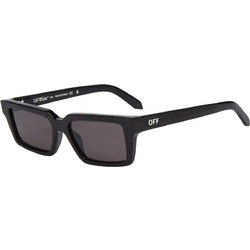 Off White OERI13A 11007 Ανδρικά Γυαλιά Ηλίου Ορθογώνια Κοκάλινα Μαύρα με Μαύρο Φακό