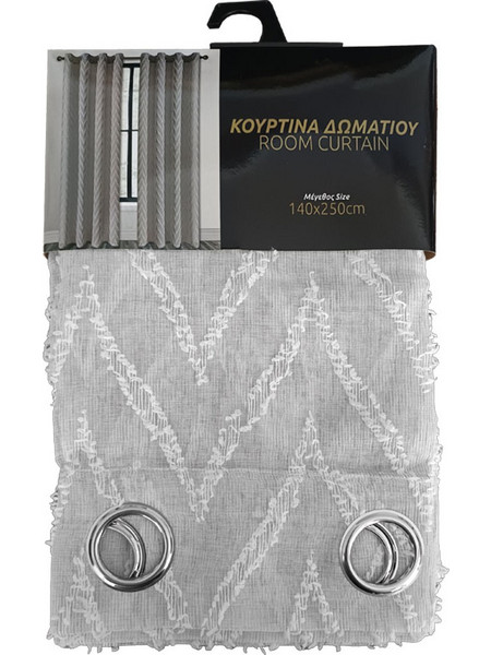 TNS Κουρτίνα Παραθύρου με Τρουκς 140x250 Chevron Grey