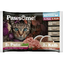 Pawsome Senior with Turkey & Beef in Sause 4x85gr