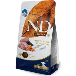 Farmina N&D Brown Grain Free Soft & Shiny Coat Mini Puppy with Lamb, Spirulina & Carrot 1.5kg