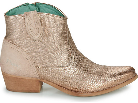 Felmini East Γυναικεία Μποτάκια Cowgirl Δερμάτινα Ροζ Χρυσά με Χοντρό Χαμηλό Τακούνι D357