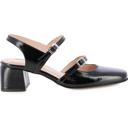 Fratelli Petridi Γόβες Slingback Λουστρίνι με Χοντρό Χαμηλό Τακούνι Μαύρες 912000000916