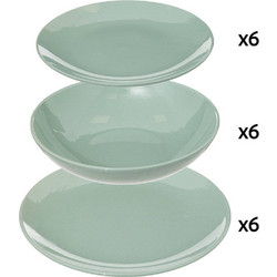 Secret de Gourmet Σετ Πιάτα Φαγητού Πορσελάνης Πράσινο Mint 18τμχ