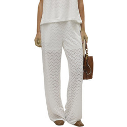 Vero Moda Ψηλόμεση Υφασμάτινη Γυναικεία Παντελόνα Relaxed Εφαρμογή Λευκή 10328131