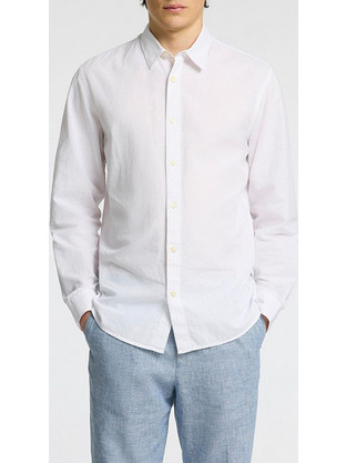 Selected Ανδρικό Πουκάμισο Βαμβακερό Μακρυμάνικο Slim Fit Λευκό 16096543