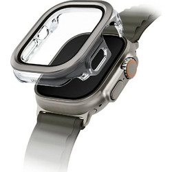 Uniq Voute Πλαστική Θήκη Tempered Glass για Apple Watch Ultra 49mm Ασημί