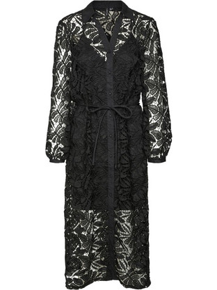 Vero Moda Midi Φόρεμα για Γάμο / Βάπτιση Σεμιζιέ με Δαντέλα Μαύρο 10316657