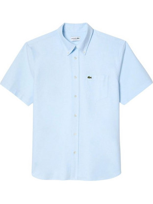 Lacoste Ανδρικό Πουκάμισο Βαμβακερό Κοντομάνικο Κανονική Γραμμή Γαλάζιο CH1917-F6Z