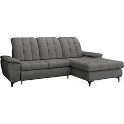 PoliHome Crystal Γωνιακός Καναπές Κρεβάτι Δεξιά Γωνία με Αποθηκευτικό Χώρο Ασημί 260x182x103cm 162824209