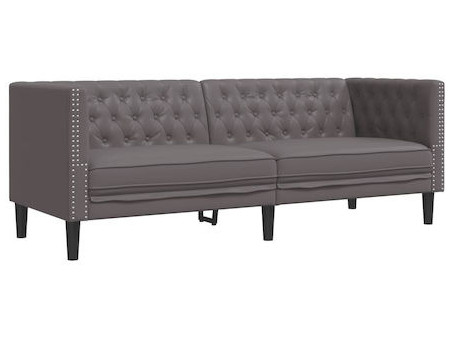 vidaXL Τριθέσιος Καναπές από Δερματίνη Γκρι 194x74x70cm 372669