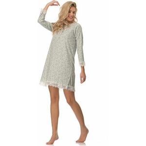 PNN Nightwear Γυναικείο Νυχτικό Χειμωνιάτικο Βαμβακερό Πράσινο Mint 1222-0803-1