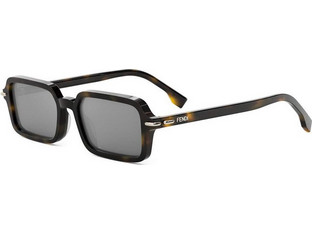 Fendi FE40174I 52C Ανδρικά Γυαλιά Ηλίου Τετράγωνα Κοκάλινα Μαύρα με Μαύρο Φακό