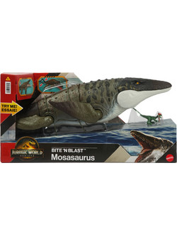 Mattel Jurassic World Rebirth Bite N Blast Mosasaurus & Mini Dilophosaurus Φιγούρα Δεινόσαυρος για 4+ Ετών