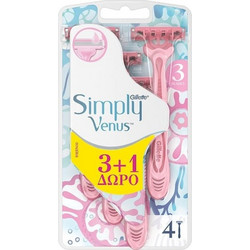 Gillette Simply Venus Γυναικείο Ξυραφάκι μιας Χρήσης με 3 Λεπίδες 4τμχ