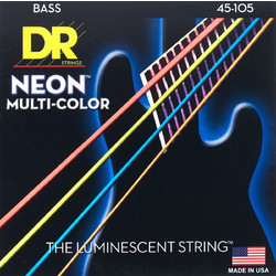 DR Strings Neon Multicolor NMCB-45 Σετ 4 Χορδές Ηλεκτρικού Μπάσου Nickel Plated Steel 45-105"