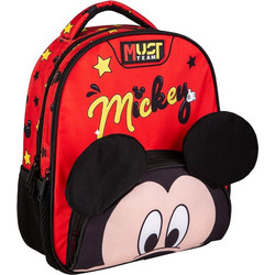 Must Mickey Mouse Σχολική Τσάντα Πλάτης Νηπιαγωγείου Κόκκινη Μαύρη 564805