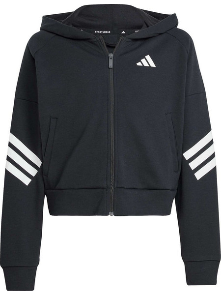 Adidas Παιδική Ζακέτα Φούτερ με Κουκούλα και Φερμουάρ Μαύρη JJ4847