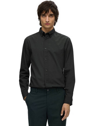 Selected Ανδρικό Πουκάμισο Βαμβακερό Μακρυμάνικο Slim Fit Μαύρο 16092564