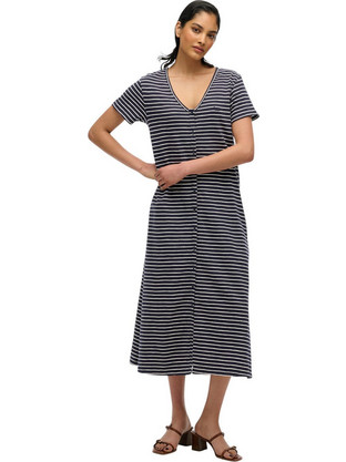 Superdry Stud SS Midi Καλοκαιρινό Καθημερινό Φόρεμα Navy Μπλε W8011860A-9JU