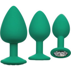 CalExotics Cheeky Gems Σετ Πρωκτικές Σφήνες Diamond Plugs Πράσινες 3τμχ