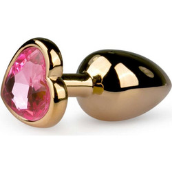 EasyToys Metal Heart No 3 Πρωκτική Σφήνα Diamond Plug 7.4cm Ροζ Χρυσή