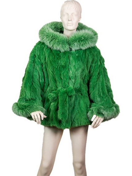 Leather Brands Γυναικεία Γούνα με Κουκούλα Πράσινη FUR-KG-11