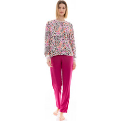 Pink Label Σετ Γυναικείες Πιτζάμες Χειμωνιάτικες Φούξια W1374