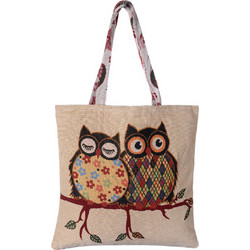 Silk Fashion Owl 3 Υφασμάτινη Τσάντα Θαλάσσης Ώμου Πολύχρωμη 45x45cm