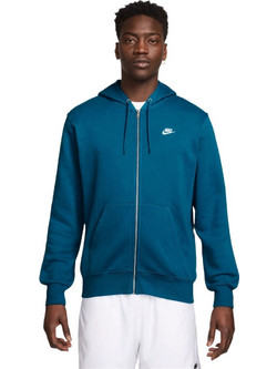 Nike Ανδρική Ζακέτα Φούτερ με Κουκούλα και Φερμουάρ Πετρόλ FN3861-301