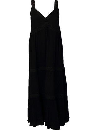 Funky Buddha Midi Καλοκαιρινό Καθημερινό Φόρεμα Μαύρο FBL009-119-13
