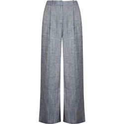 DKNY Ψηλόμεση Υφασμάτινη Γυναικεία Παντελόνα Relaxed Εφαρμογή Γκρι UC5PD974-LNP
