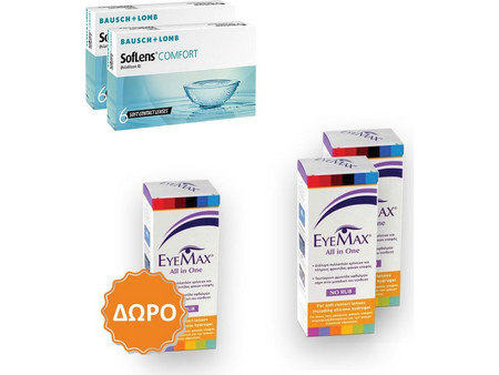 Bausch & Lomb Μηνιαίοι Φακοί Επαφής 12τμχ + 3 Eyemax All In One 360ml