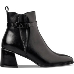 Envie Shoes Γυναικεία Μποτάκια Αστραγάλου Δερμάτινα Μαύρα με Χοντρό Χαμηλό Τακούνι V63-22193-34