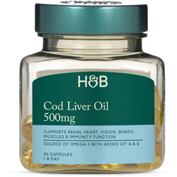 Holland & Barrett Cod Liver Oil Μουρουνέλαιο 500mg 30 Κάψουλες