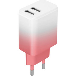 Setty Gradient Φορτιστής χωρίς Καλώδιο με 2 Θύρες USB-A 18W Power Delivery White Pink