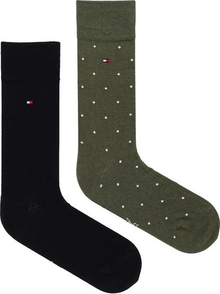 Tommy Hilfiger Ανδρικές Κάλτσες Ψηλές Μαύρες Χακί 2Pack SOCKSMEN