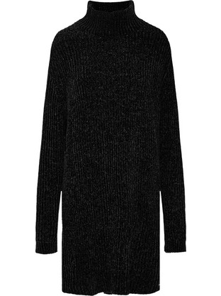 Funky Buddha Mini Καθημερινό Φόρεμα Πλεκτό Μαύρο FBL012-100-13