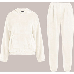 Celestino Γυναικείο Σετ Φόρμας Fleece με Λάστιχο Εκρού WT1019.0110