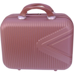 Leeky Large Γυναικείο Νεσεσέρ Ταξιδίου με Θήκες 34x16x26cm Ροζ Χρυσό