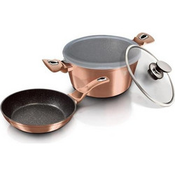 Berlinger Haus Rose Gold Edition Σετ Μαγειρικά Σκεύη Αλουμινίου με Αντικολλητική Επίστρωση Μαρμάρου 2τμχ BH-6200