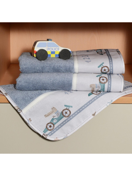 Baby Oliver Des 421 Βρεφικές Πετσέτες Σώματος 2τμχ 450gr/m² 120x70cm Λευκές Μπλε