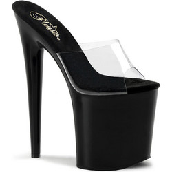 Pleaser Flamingo 801 Γυναικεία Πέδιλα Μαύρα με Λεπτό Ψηλό Τακούνι και Φιάπα